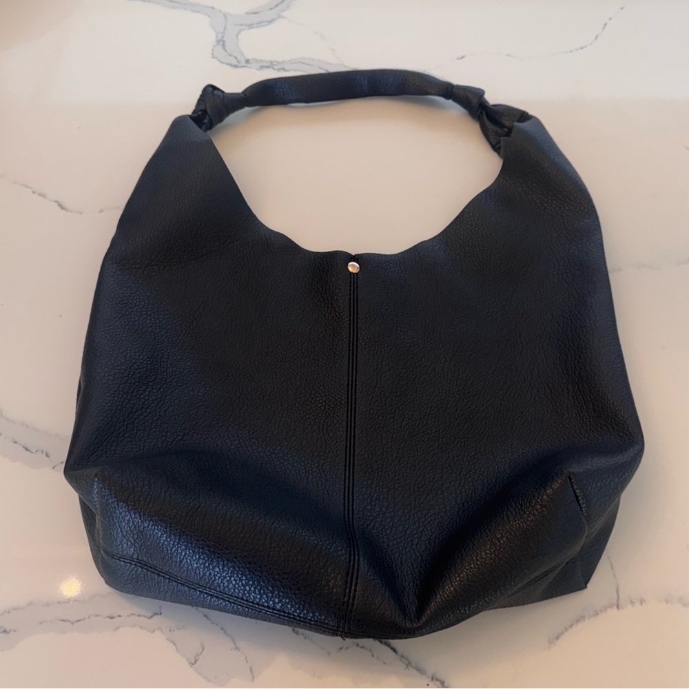 Vegan Leather Large Black Hobo Bag